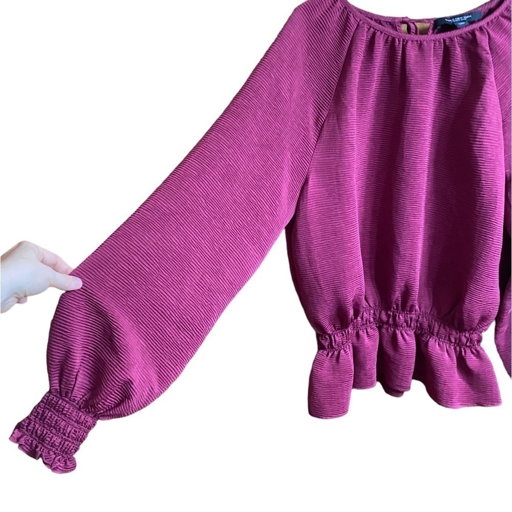 Marc New York Burgundy Peasant Top Long Sleeve Shirt Size Medium - Picture 4 of 7